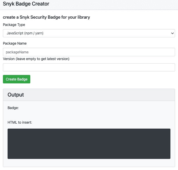 snyk-badge-creator-page