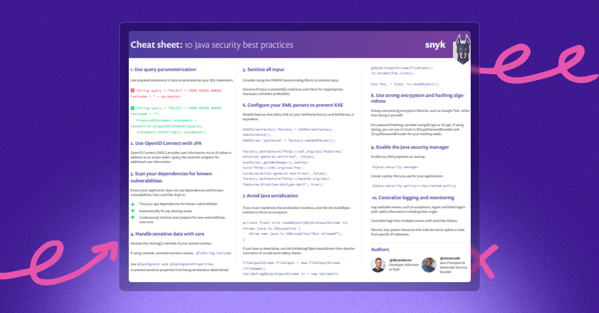 10 Java Best Practices Cheat Sheet