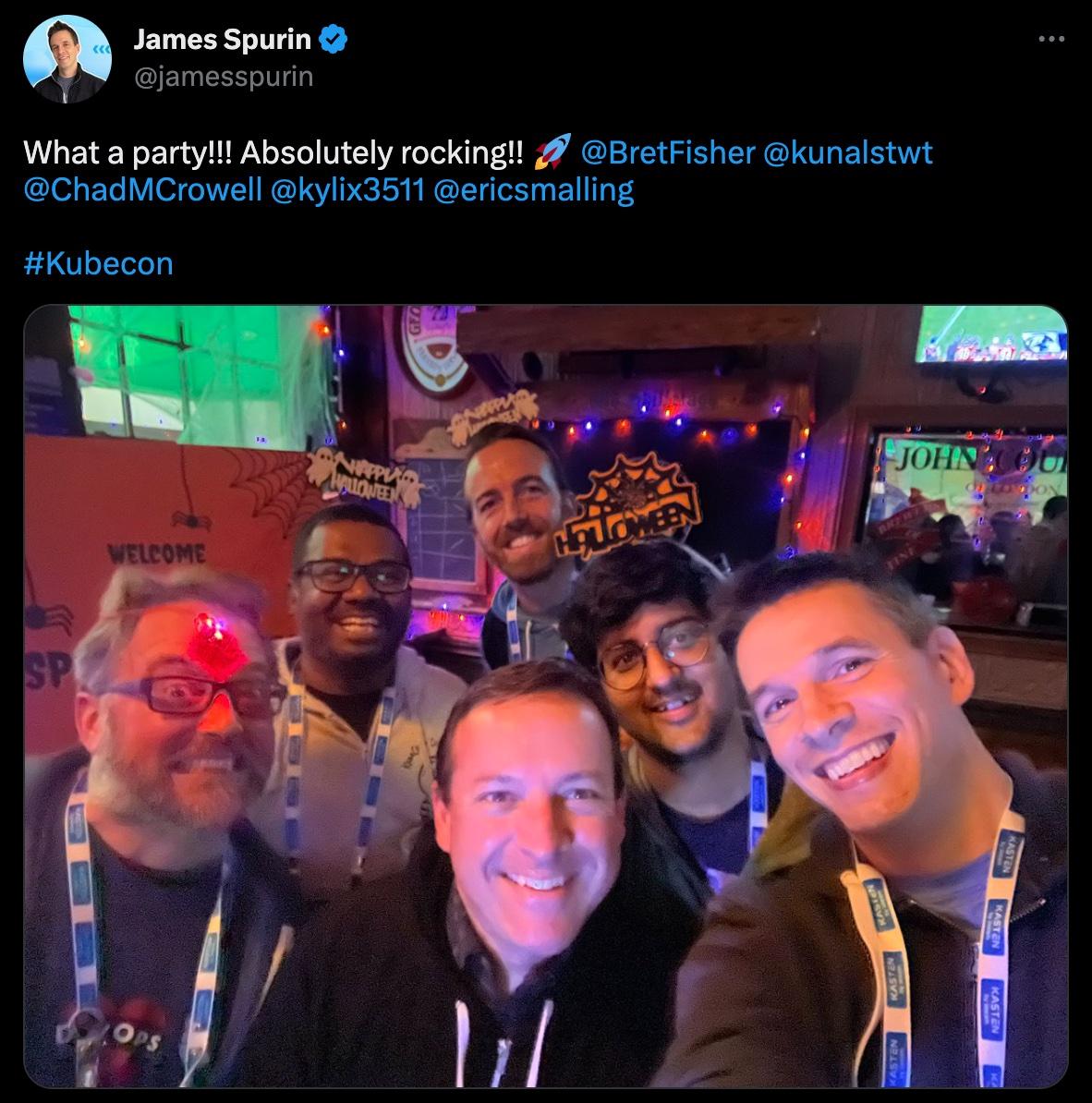 Eric Smalling and friends at a Kubecon 2022 party