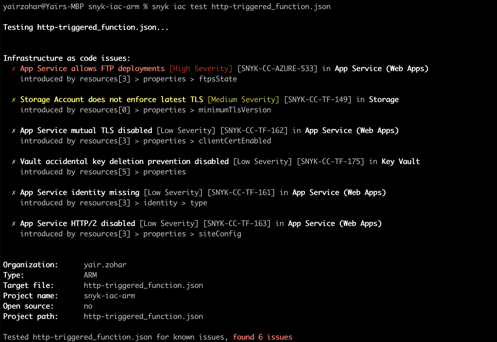 Scanning ARM templates for misconfigurations with the Snyk CLI | Snyk